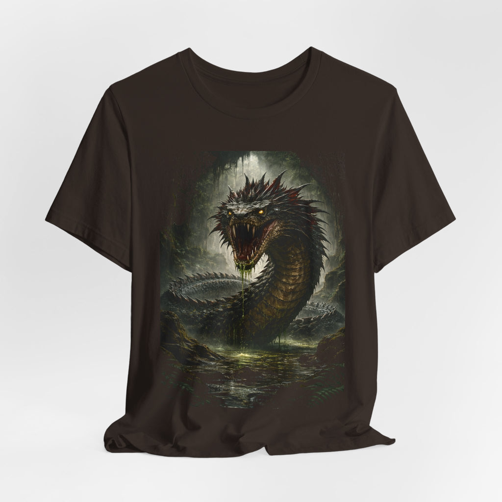 Basilisk Sea Serpent Graphic Tee — Dark Mythical Dragon Shirt