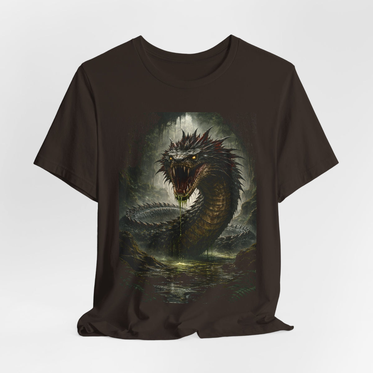 Basilisk Sea Serpent Graphic Tee — Dark Mythical Dragon Shirt