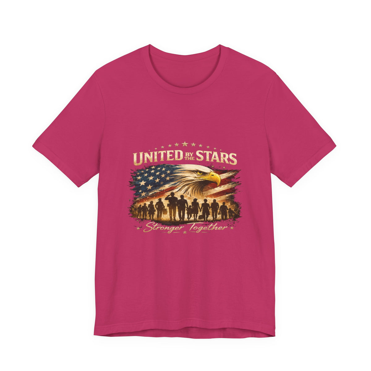 United We Stand T-Shirt – Patriotic Eagle & Soldiers “Stronger Together” Tee