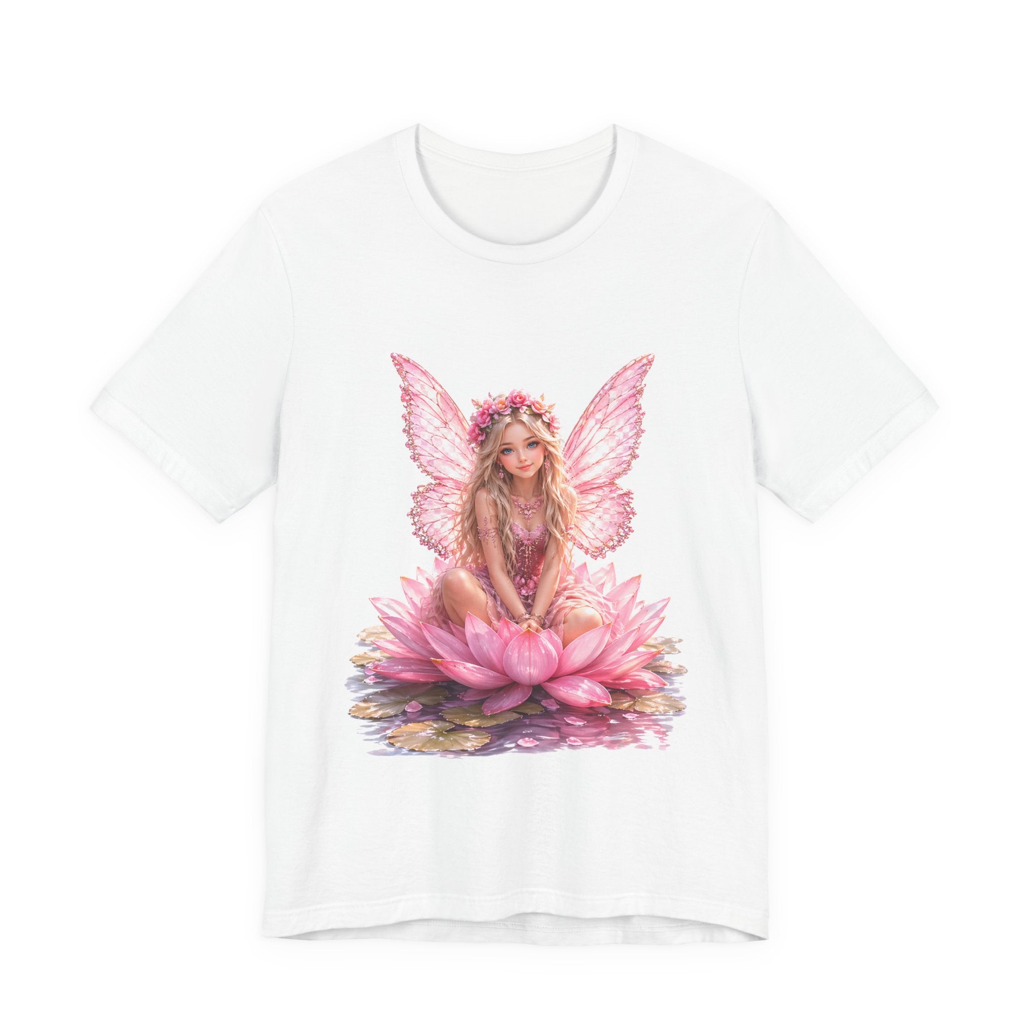 Pink Lotus Fairy T-Shirt — Floral Fairy Sitting on Lotus Graphic Tee