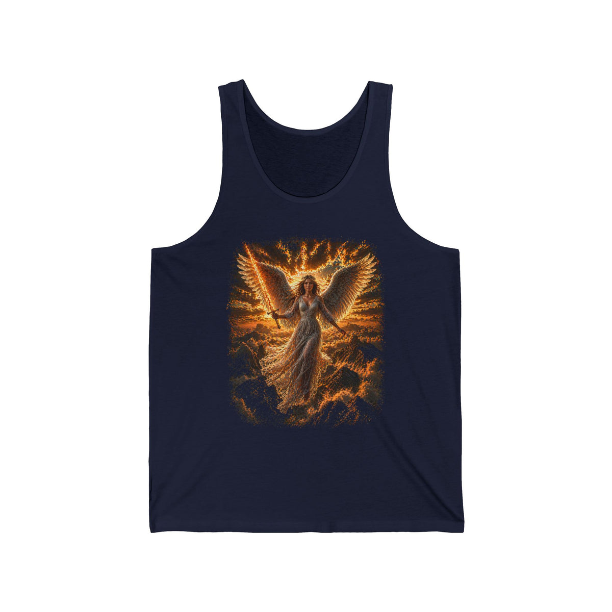 Angel Wings Tank Top — Radiant Guardian Spiritual Graphic Jersey Tank