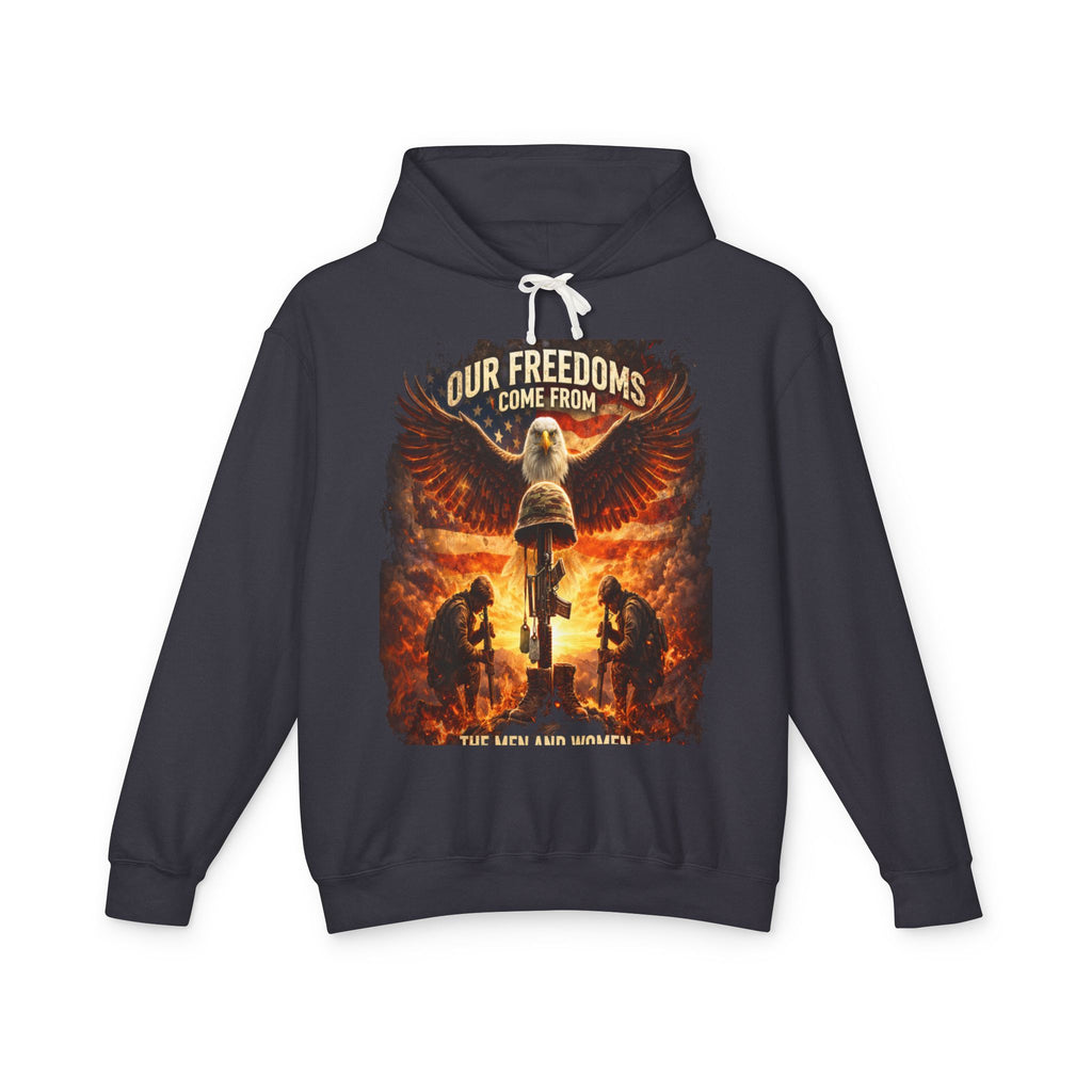 Veteran Memorial Hoodie - "Our Freedoms Come From" Fallen Soldier Tribute