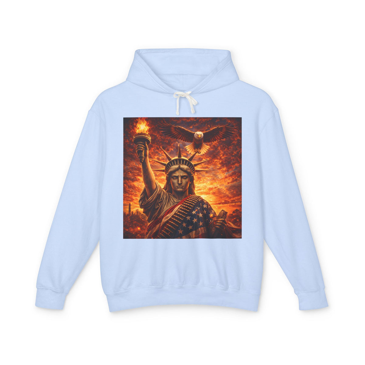 Statue of Liberty Sunset Hoodie — Patriotic American Freedom Sweatshirt