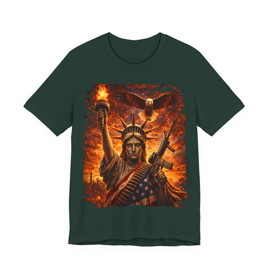 USA Liberty T-Shirt — Statue of Liberty with Eagle & Flag Graphic