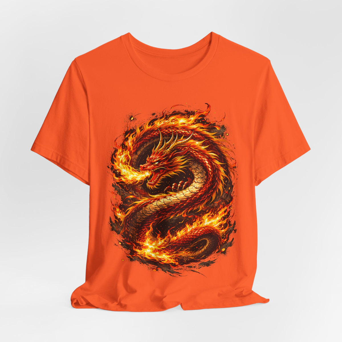 Flaming Dragon T-Shirt — Fiery Eastern Dragon Graphic Tee