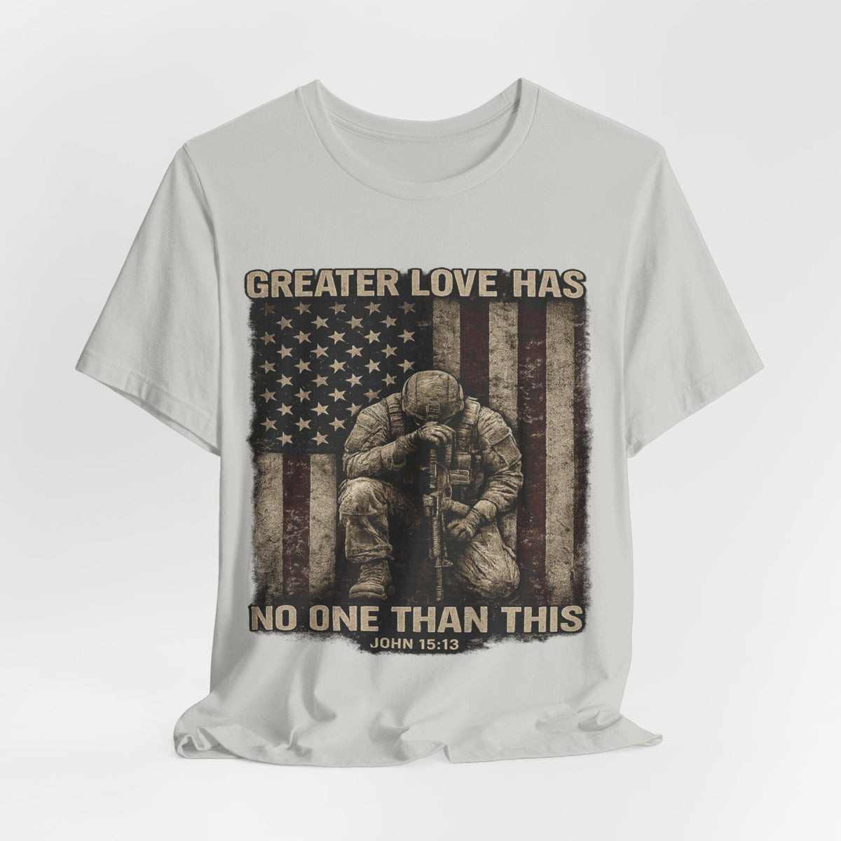 Military Tribute T-Shirt — "Greater Love Has No One Than This" Patriotic Veteran Tee