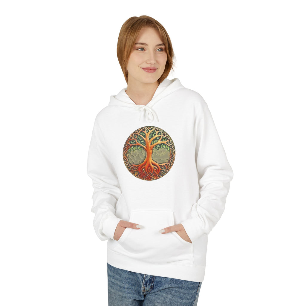 Yggdrasil Tree of Life Cotton Hoodie — Vintage Botanical Forest Graphic