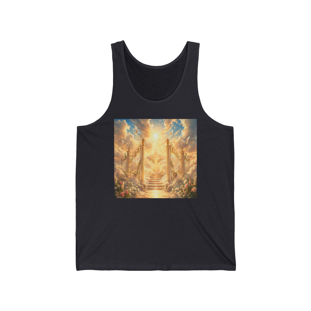 Heavenly Gates Sunset Tank Top — Spiritual Angelic Stairway Graphic