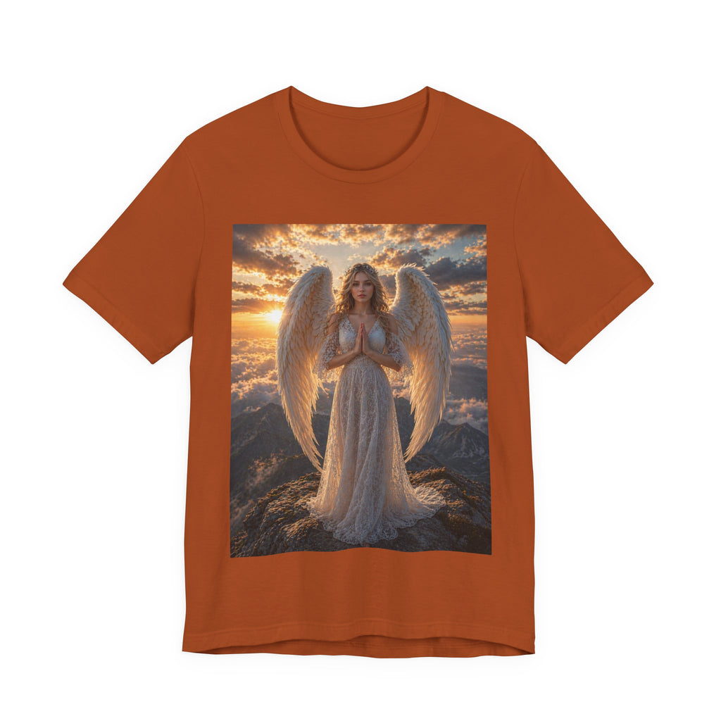 Angel Wings T-Shirt — Serene Praying Angel Graphic Tee for Spiritual & Religious Gifts