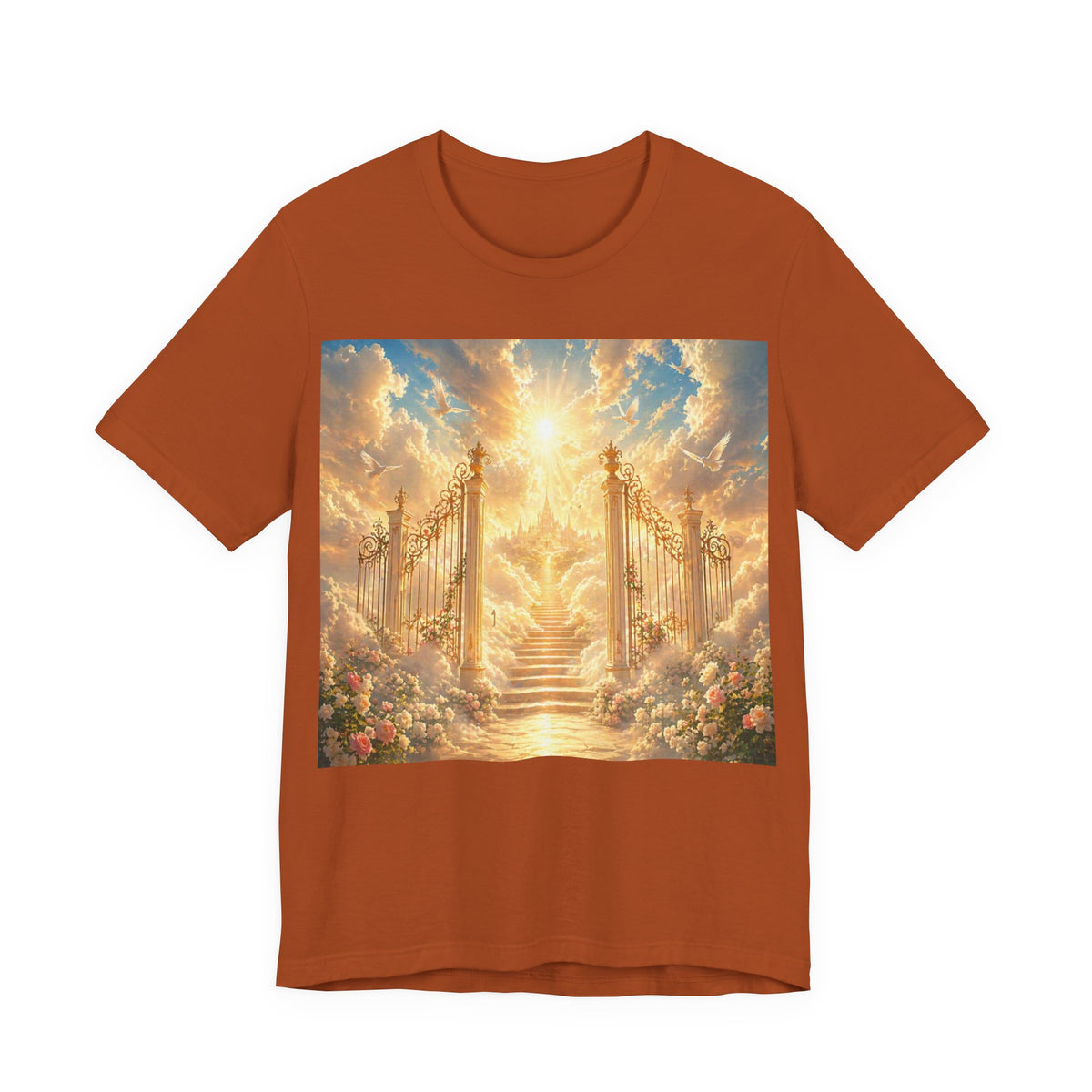 Heavenly Gates Graphic Tee — Celestial Stairs & Sunlight T-Shirt