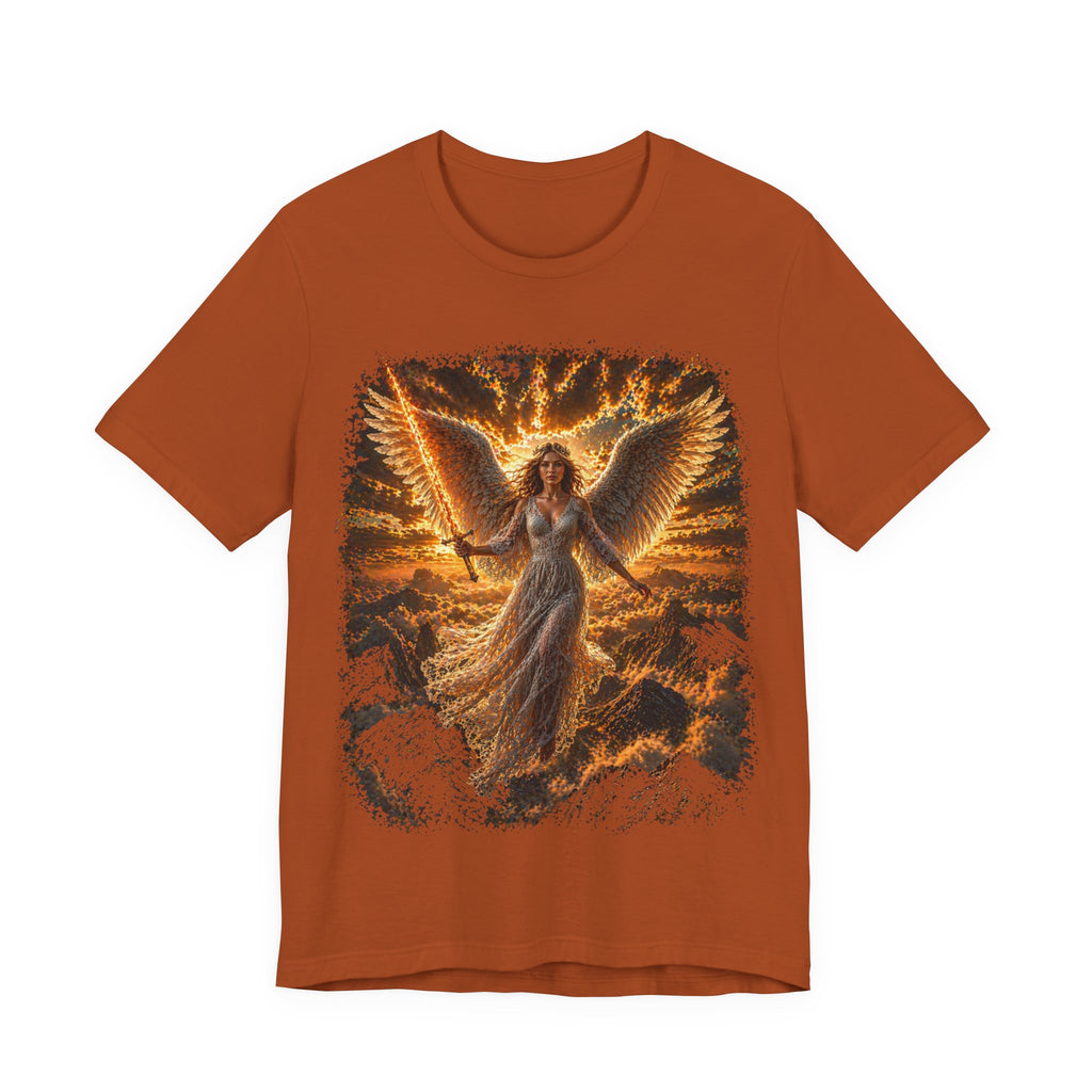Angel Wings Graphic Tee — Fiery Guardian Angel Design