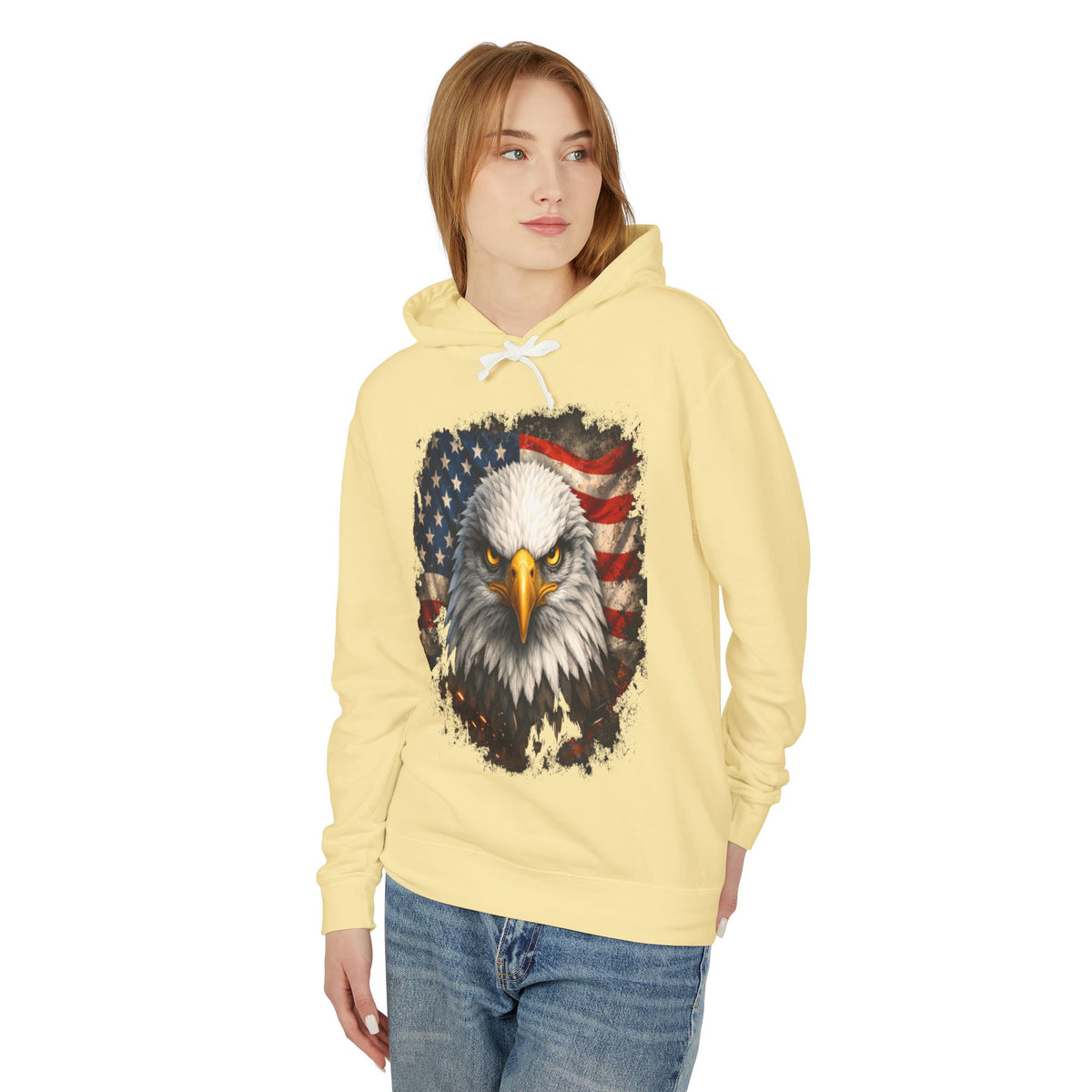 American Bald Eagle Hoodie — Patriotic Flag Graphic Sweatshirt