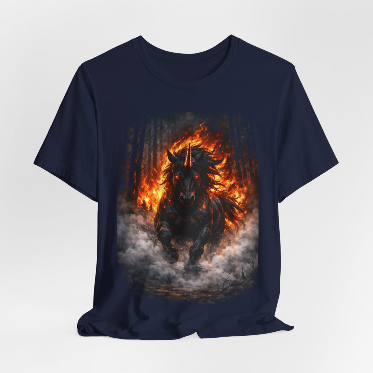 Fiery Stallion Graphic Tee — Burning Horse Fantasy T-Shirt