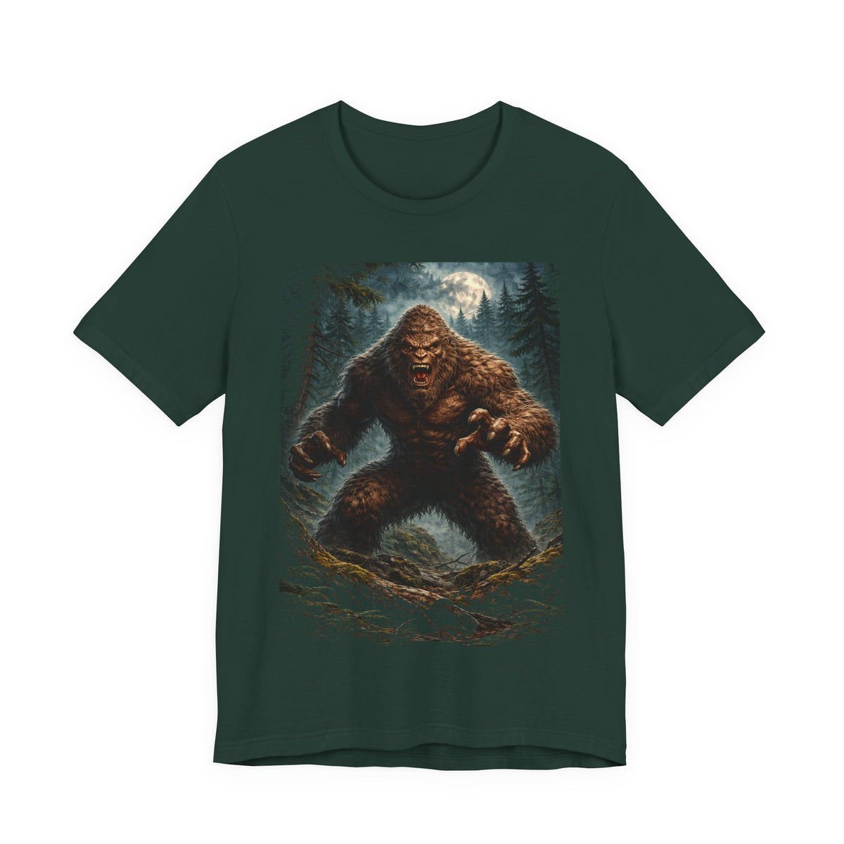 Bigfoot Monster Graphic T-Shirt — Sasquatch Forest Night Tee