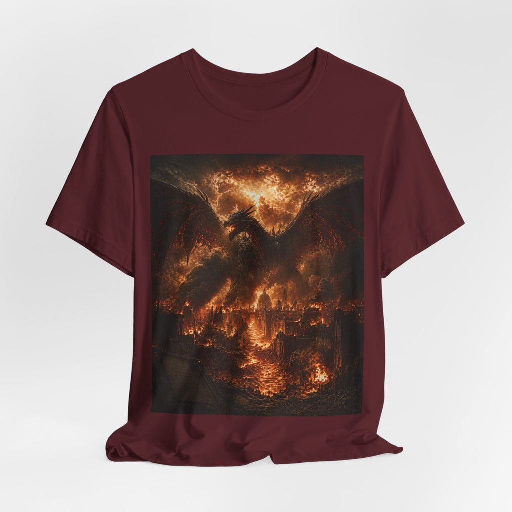 Demonic Dragon Fire End of times Tee — Dark Graphic Shirt of the final battel betten Satan and Miichael the arch angel