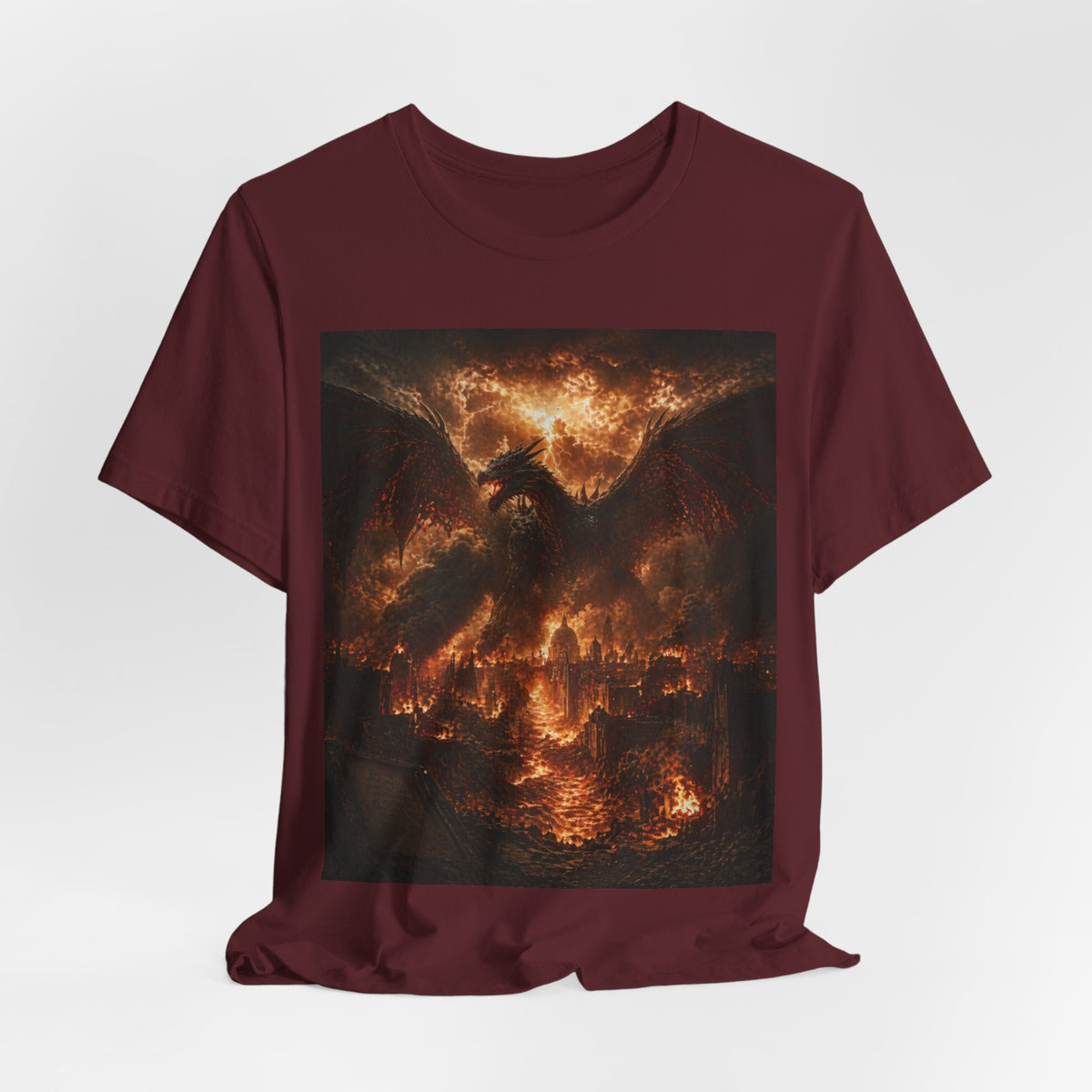 Demonic Dragon Fire End of times Tee — Dark Graphic Shirt of the final battel betten Satan and Miichael the arch angel