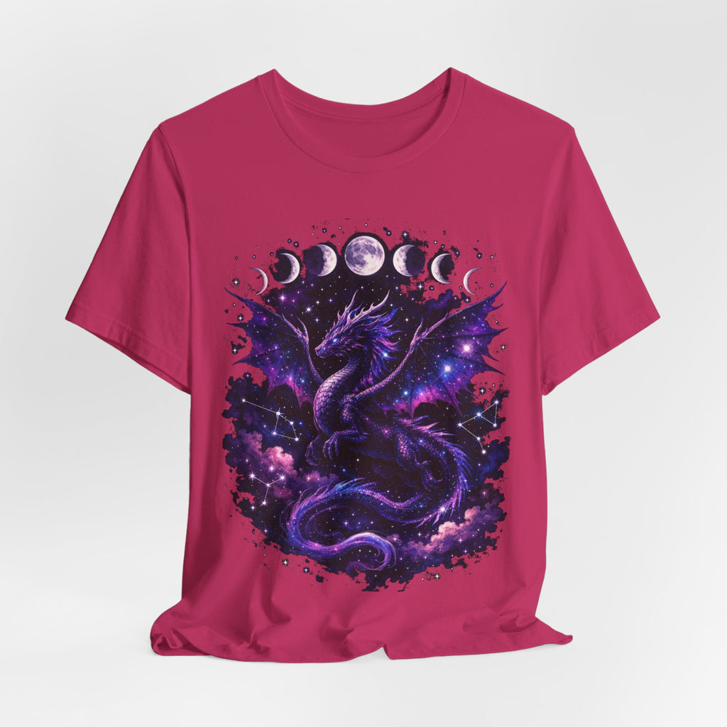 Celestial Moonphase Dragon T-Shirt — Purple Galaxy Fantasy Tee