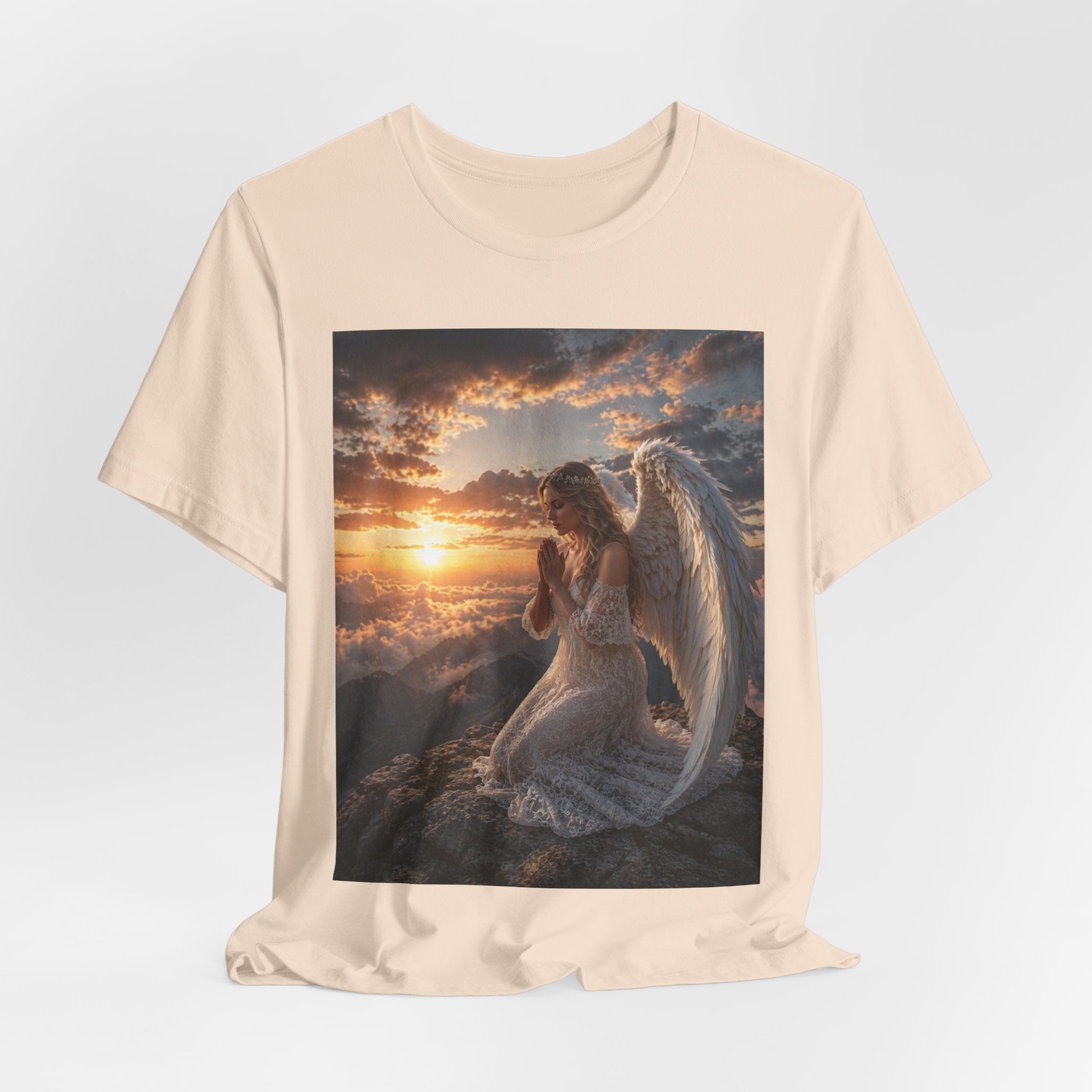 Angel Prayer T‑Shirt — Serene Winged Angel Sunset Tee