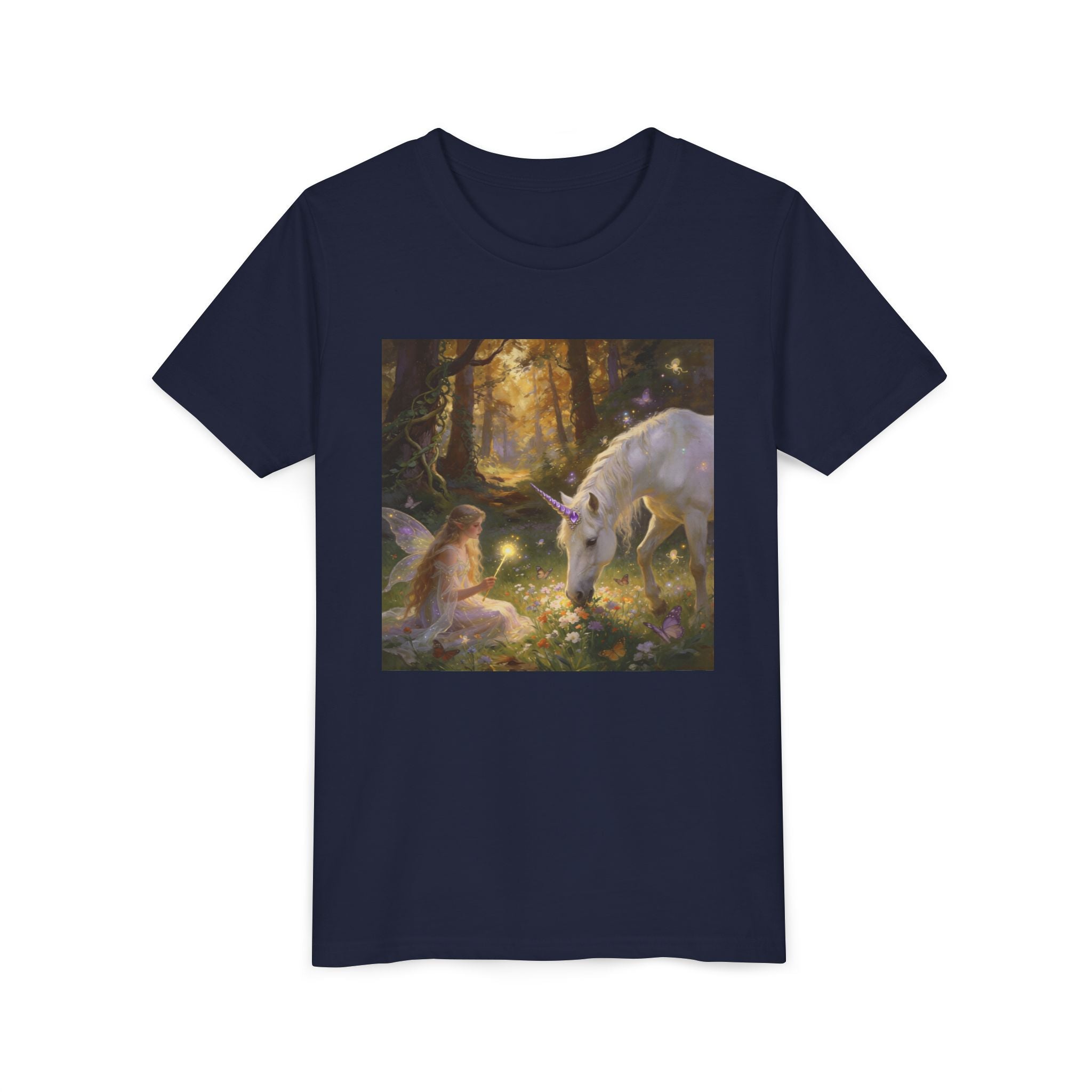 Youth Tee — Enchanted Forest Unicorn & Fairy Graphic