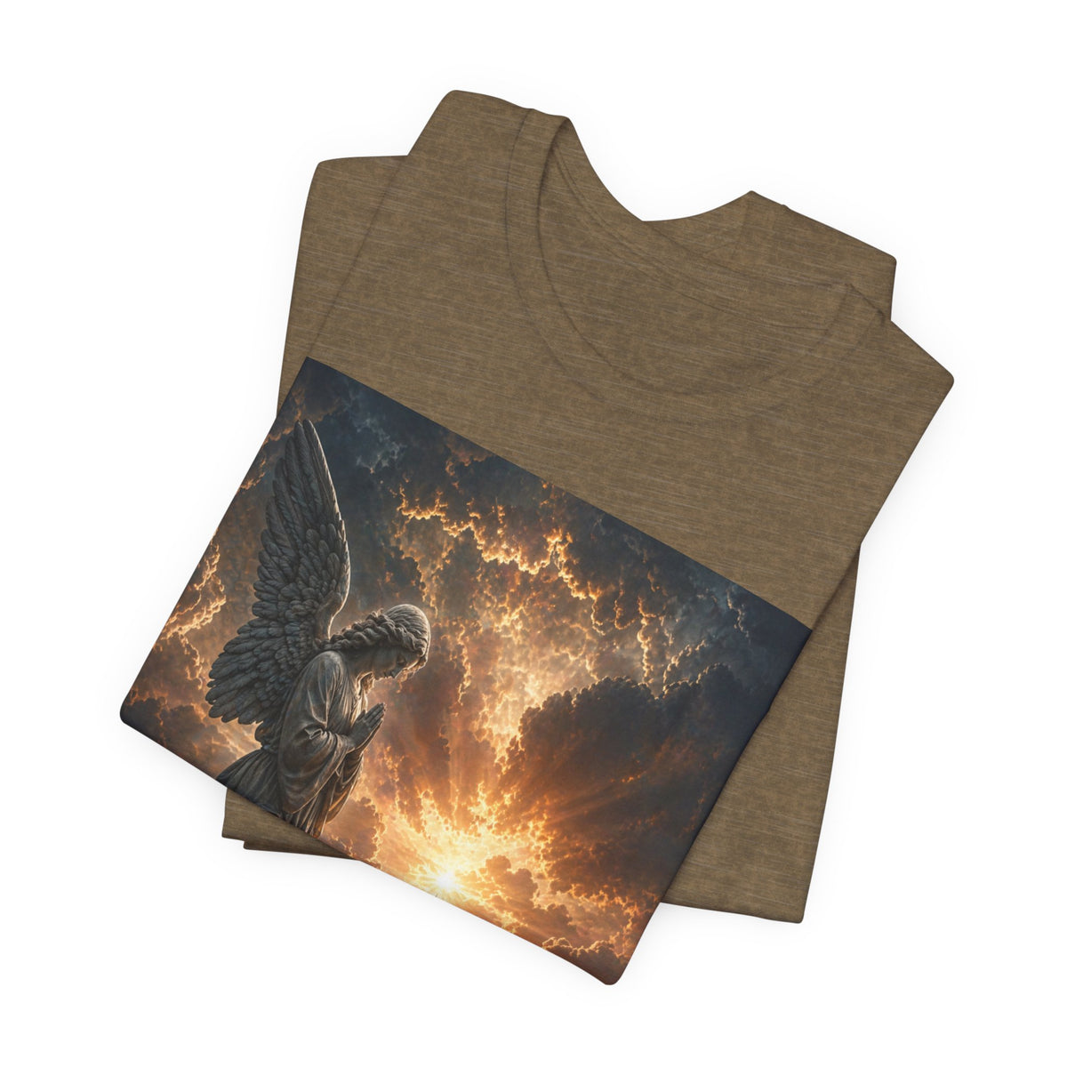 Angel in Storm Graphic Tee — Dramatic Celestial Art T-Shirt
