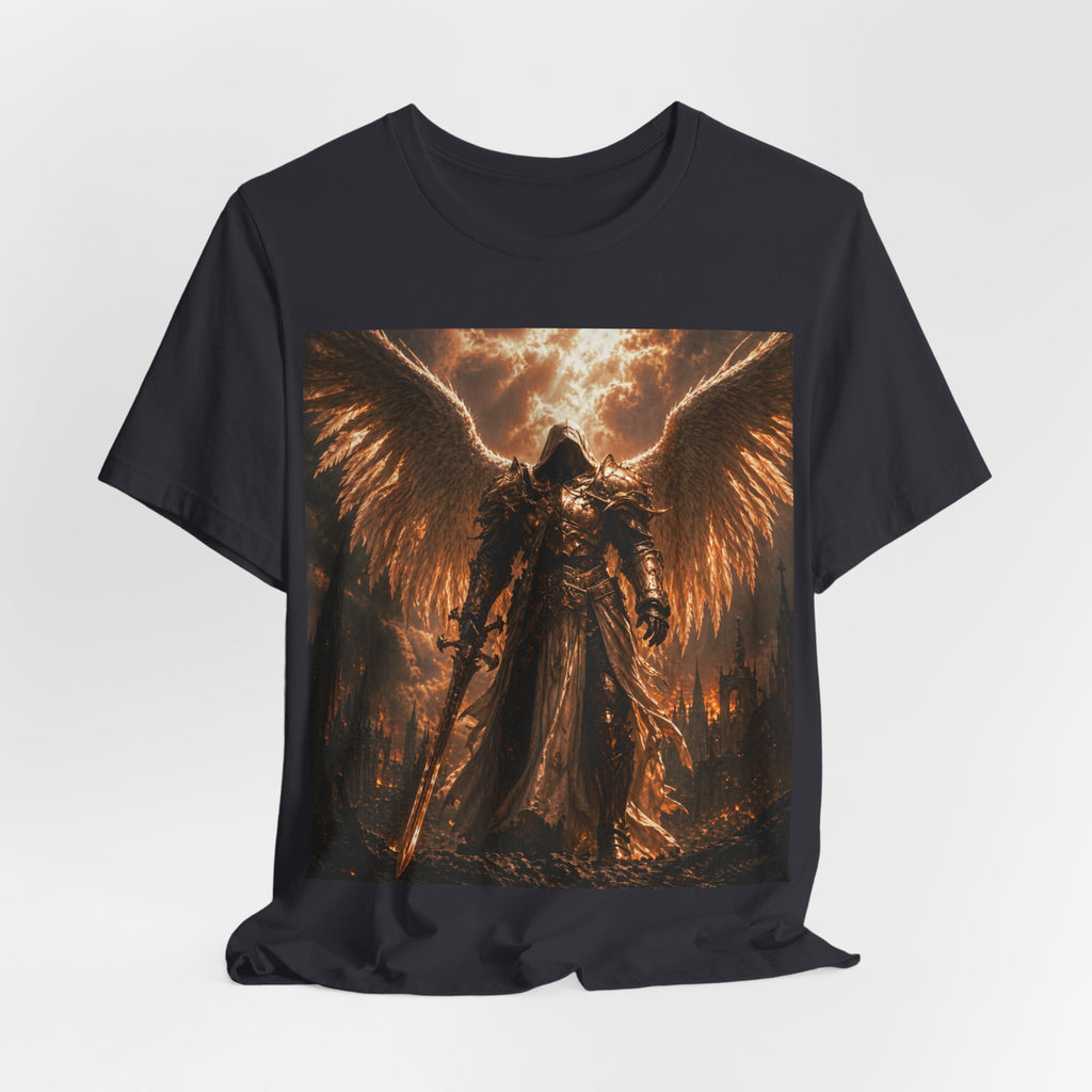 Angel of Fury Graphic Tee — Dark Fantasy Winged Warrior T‑Shirt