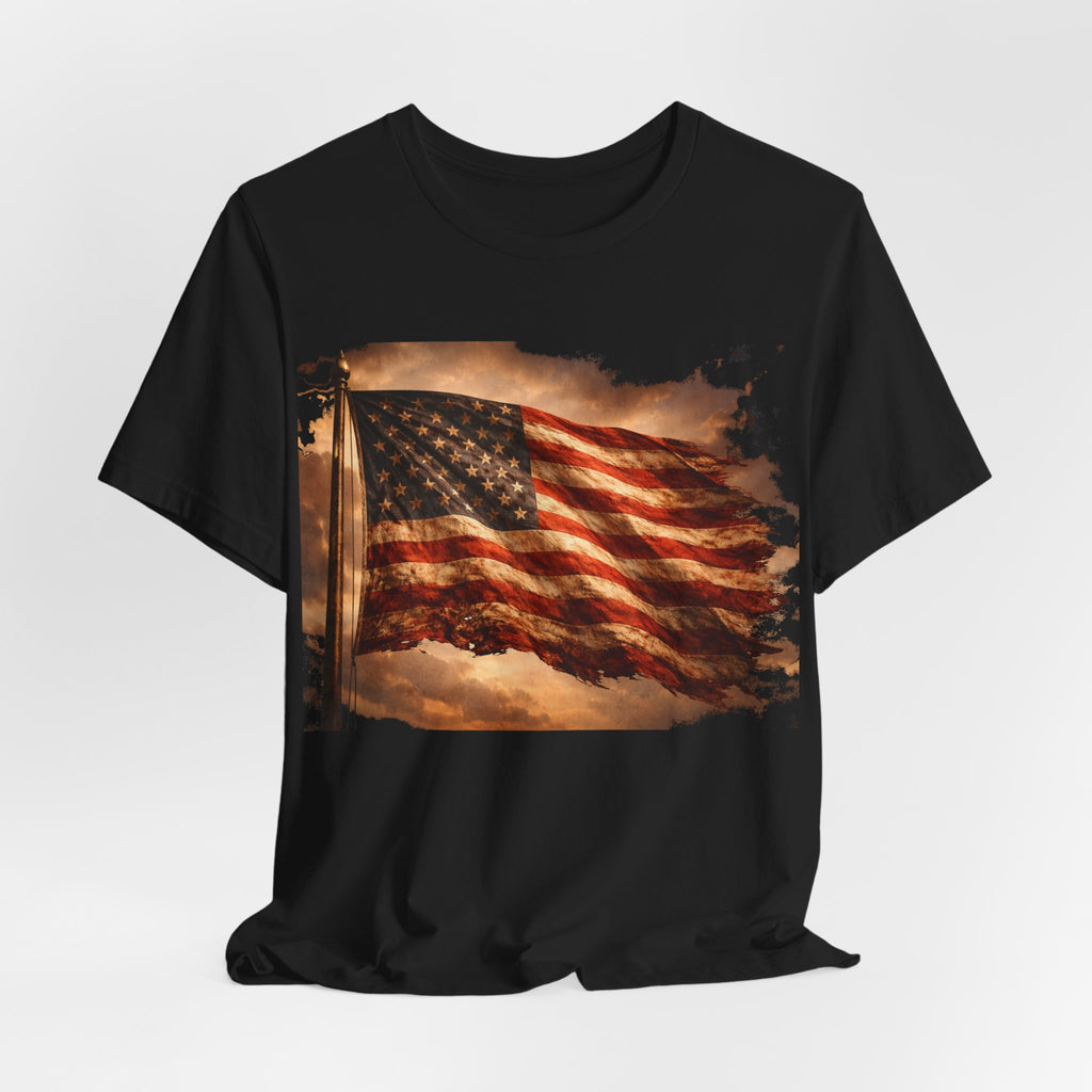 Distressed American Flag T‑Shirt — Vintage Patriotic Tee for 4th of July & Veterans