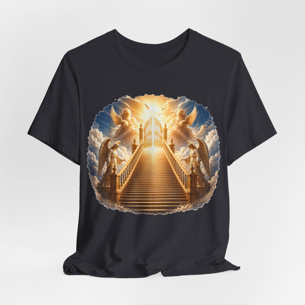 Heavenly Golden Stairway T‑Shirt — Angelic Gates Spiritual Tee