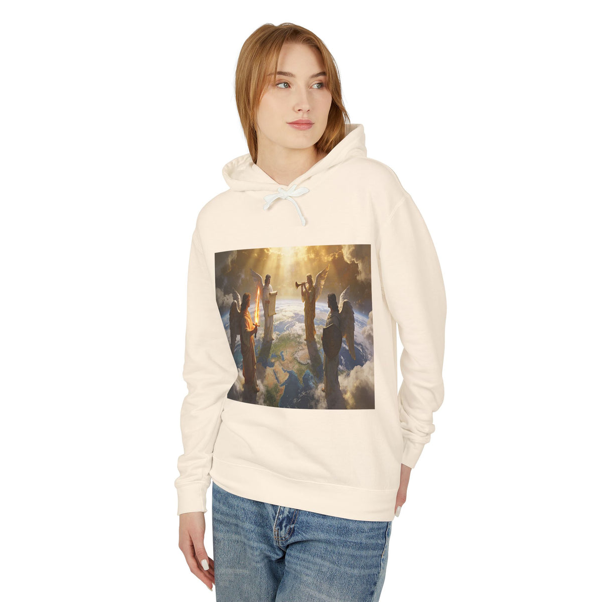 The Seven Trumpets-Angel Choir Hoodie — Heavenly Light Spiritual Graphic Pullover