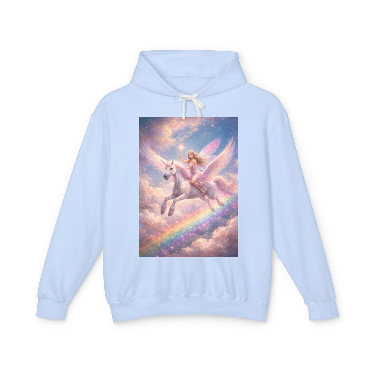 Pegasus & Fairy Rainbow Hoodie — Whimsical Unicorn Fantasy Pullover