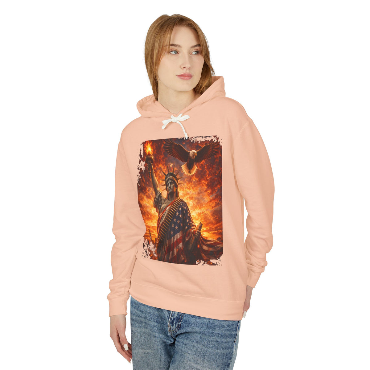 Statue of Liberty American Flag Hoodie — Patriotic Liberty Eagle Sweatshirt