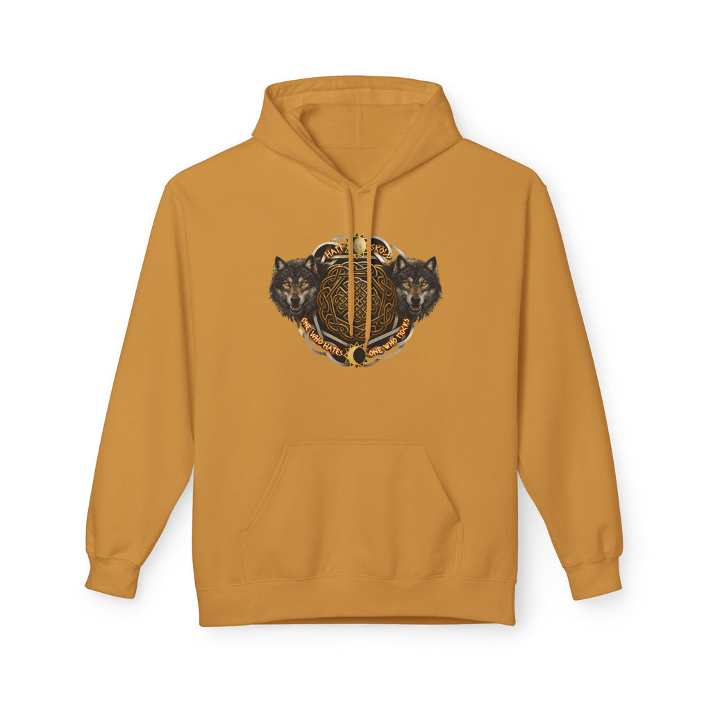 Skoll and Hati – The Wolves of the Sun and Moon-Hoodie — Rustic Wildlife Graphic Hooded Sweatshirt
