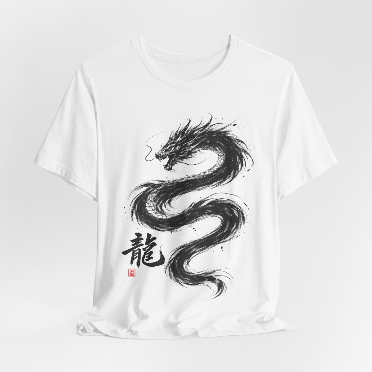 Dragon Brushstroke Tee — Asian Ink Dragon T-Shirt