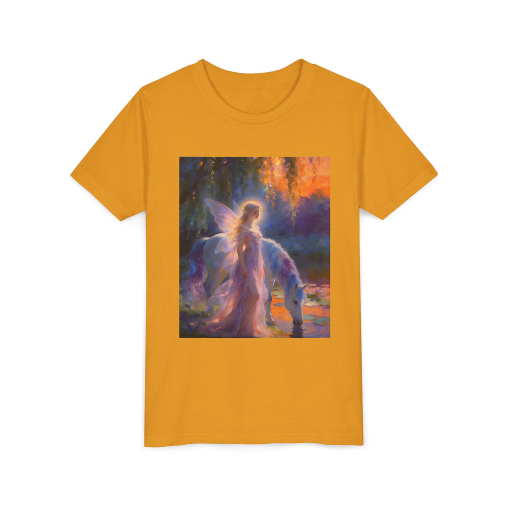 Fairy and Unicorn Youth Tee — Magical Fantasy Kids T-Shirt