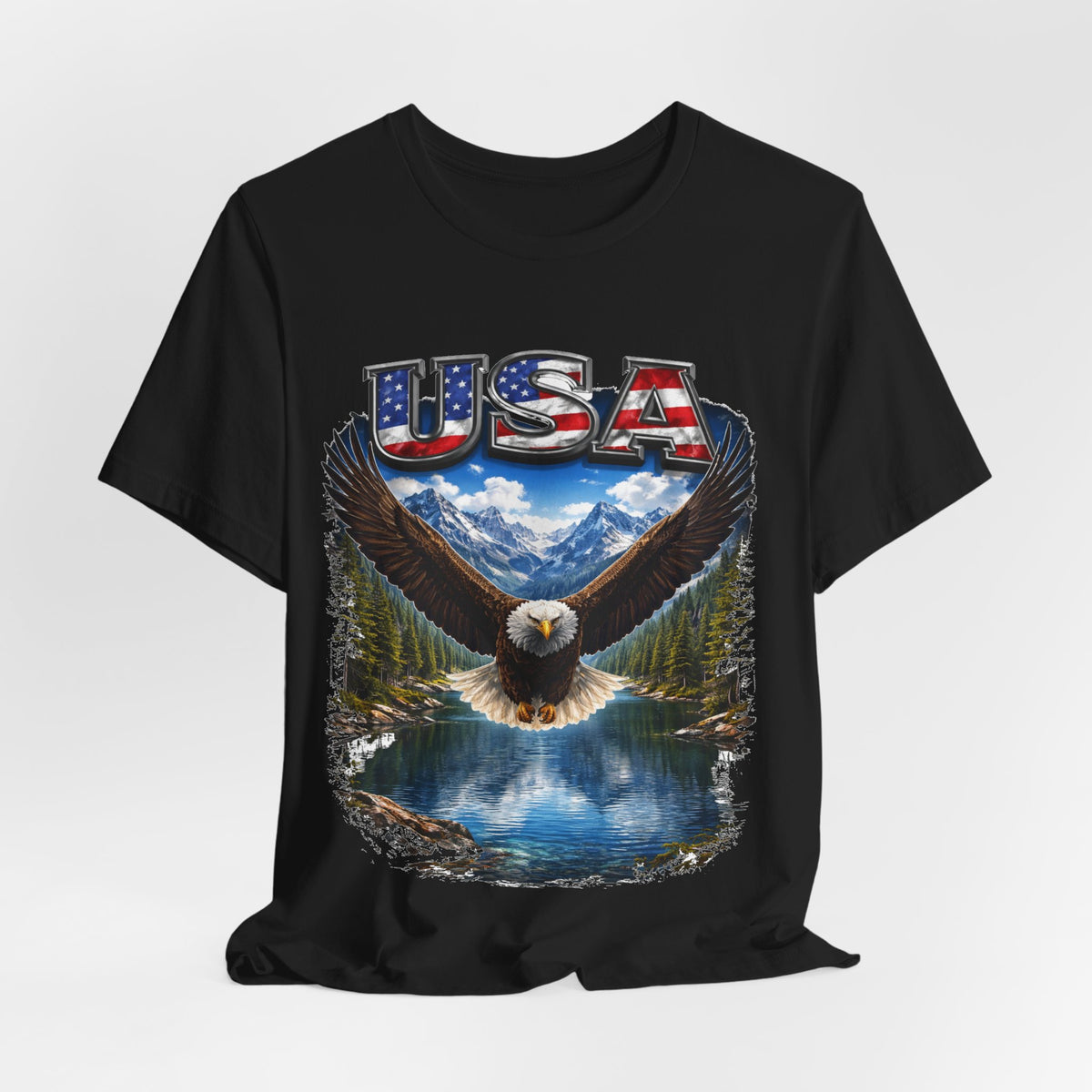 USA Eagle T-Shirt - Patriotic Bald Eagle Scenic Graphic Tee