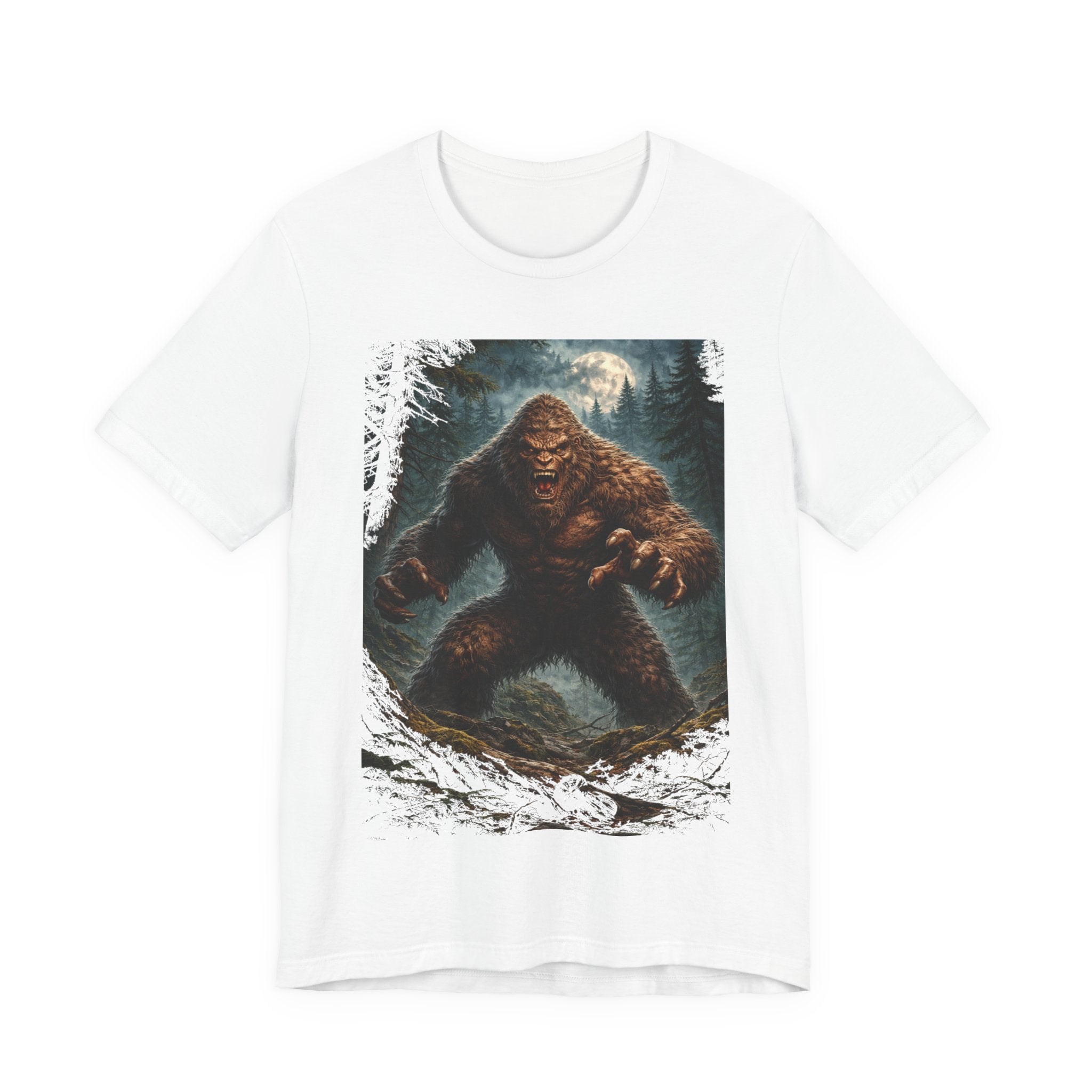 Bigfoot Monster Graphic T-Shirt — Sasquatch Forest Night Tee