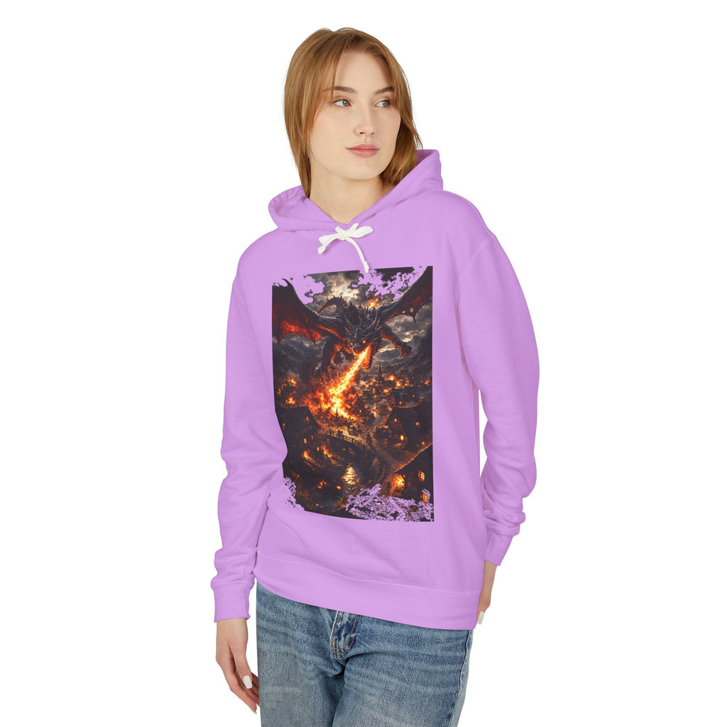 Dragon Fire Graphic Hoodie — Fantasy Lava Dragon Illustration Sweatshirt