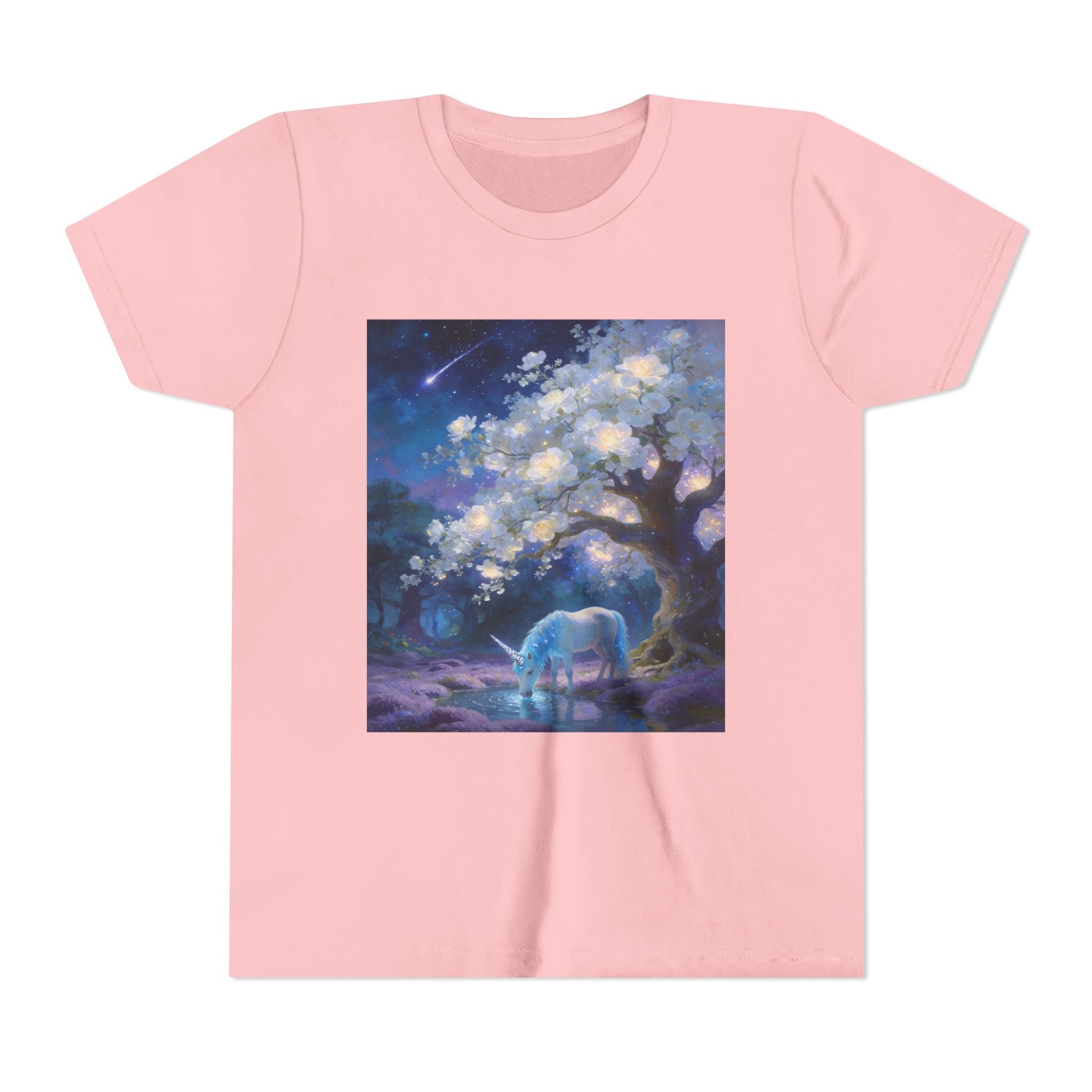 Youth Tee — Dreamy Moonlit Deer & Blossom Tree Graphic