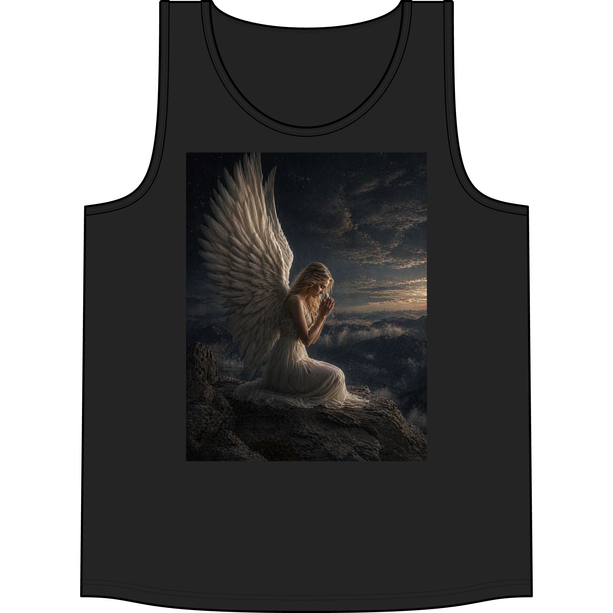 Angel Wings Tank Top — Serene Prayerful Angel Graphic Tank