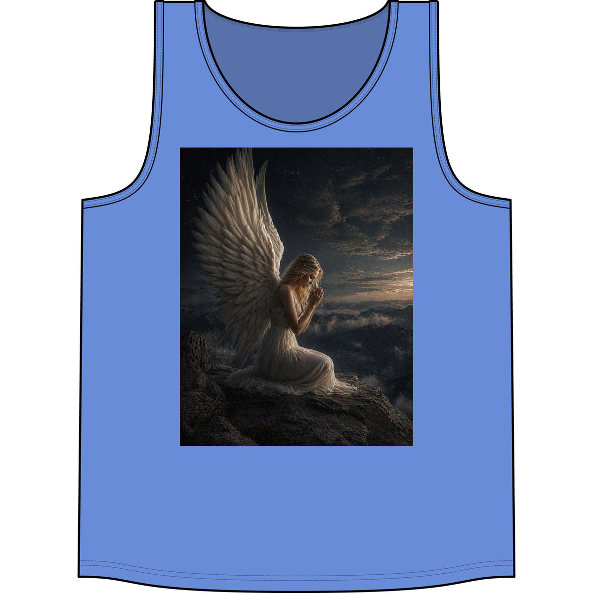 Angel Wings Tank Top — Serene Prayerful Angel Graphic Tank
