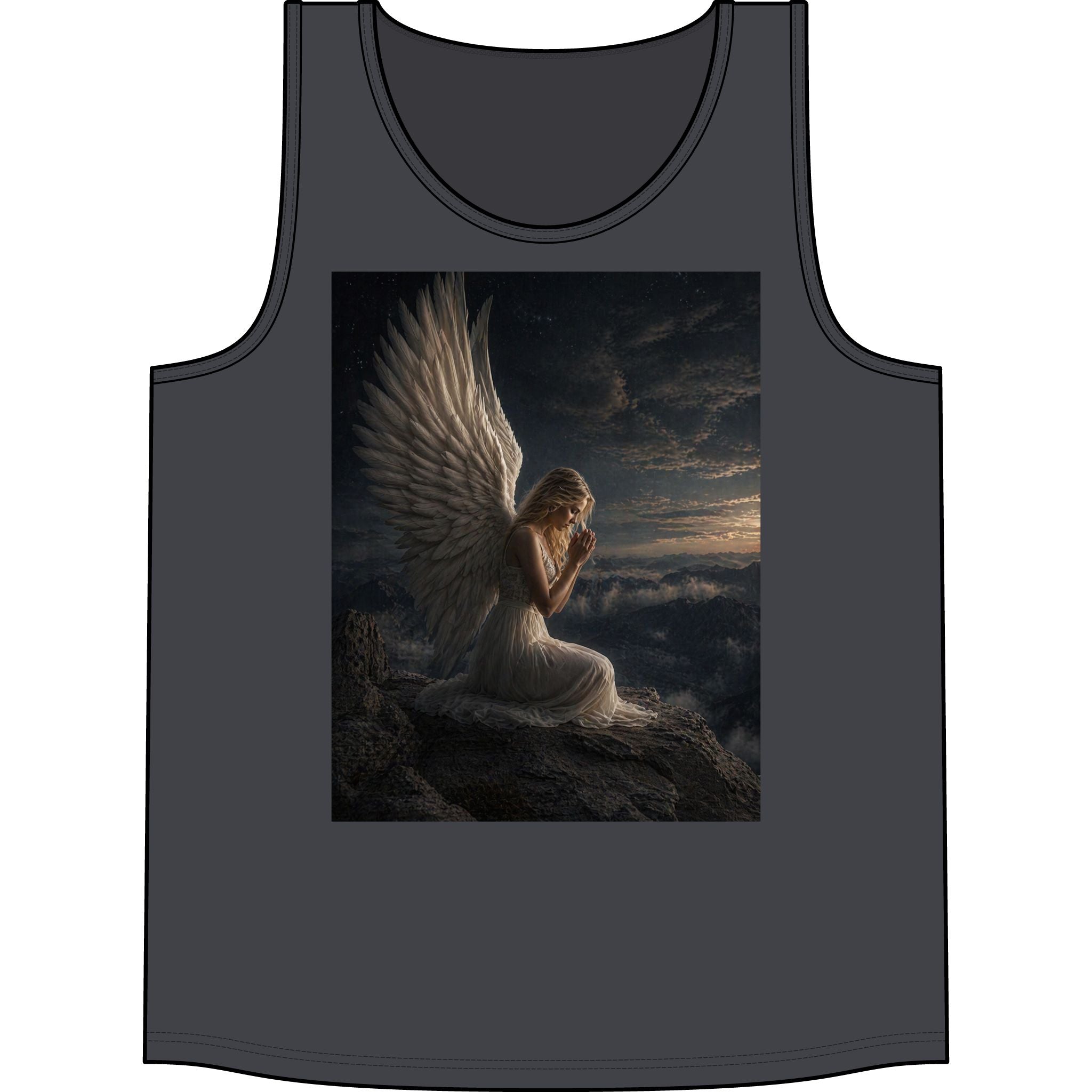 Angel Wings Tank Top — Serene Prayerful Angel Graphic Tank