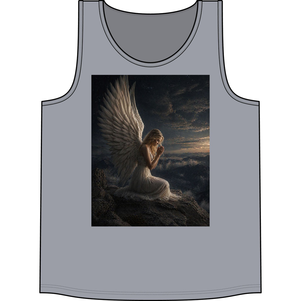 Angel Wings Tank Top — Serene Prayerful Angel Graphic Tank