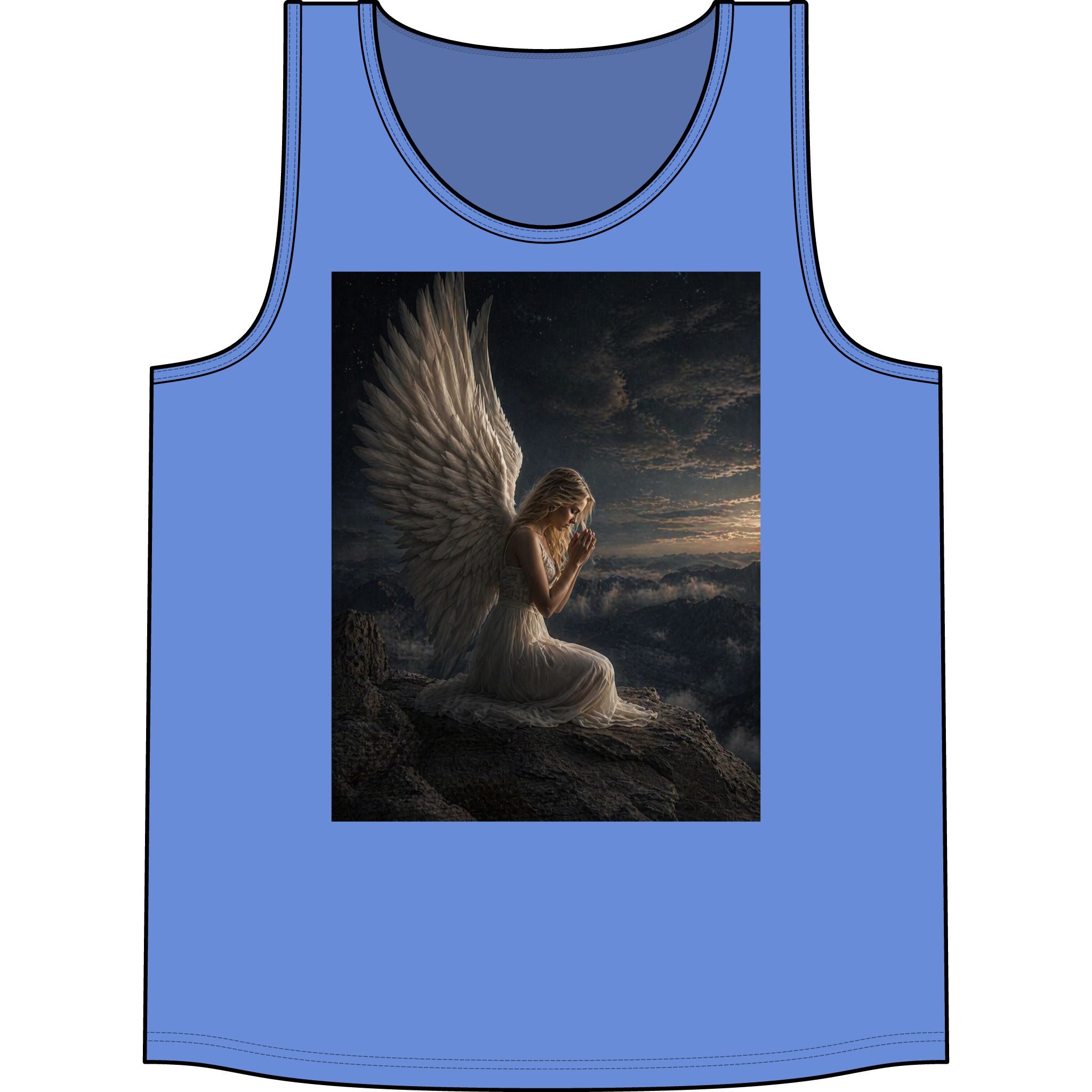 Angel Wings Tank Top — Serene Prayerful Angel Graphic Tank