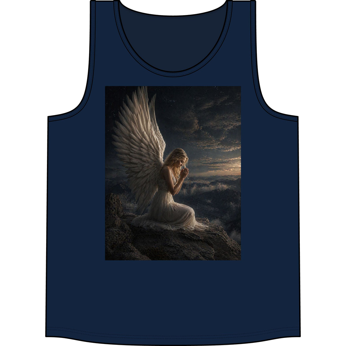 Angel Wings Tank Top — Serene Prayerful Angel Graphic Tank