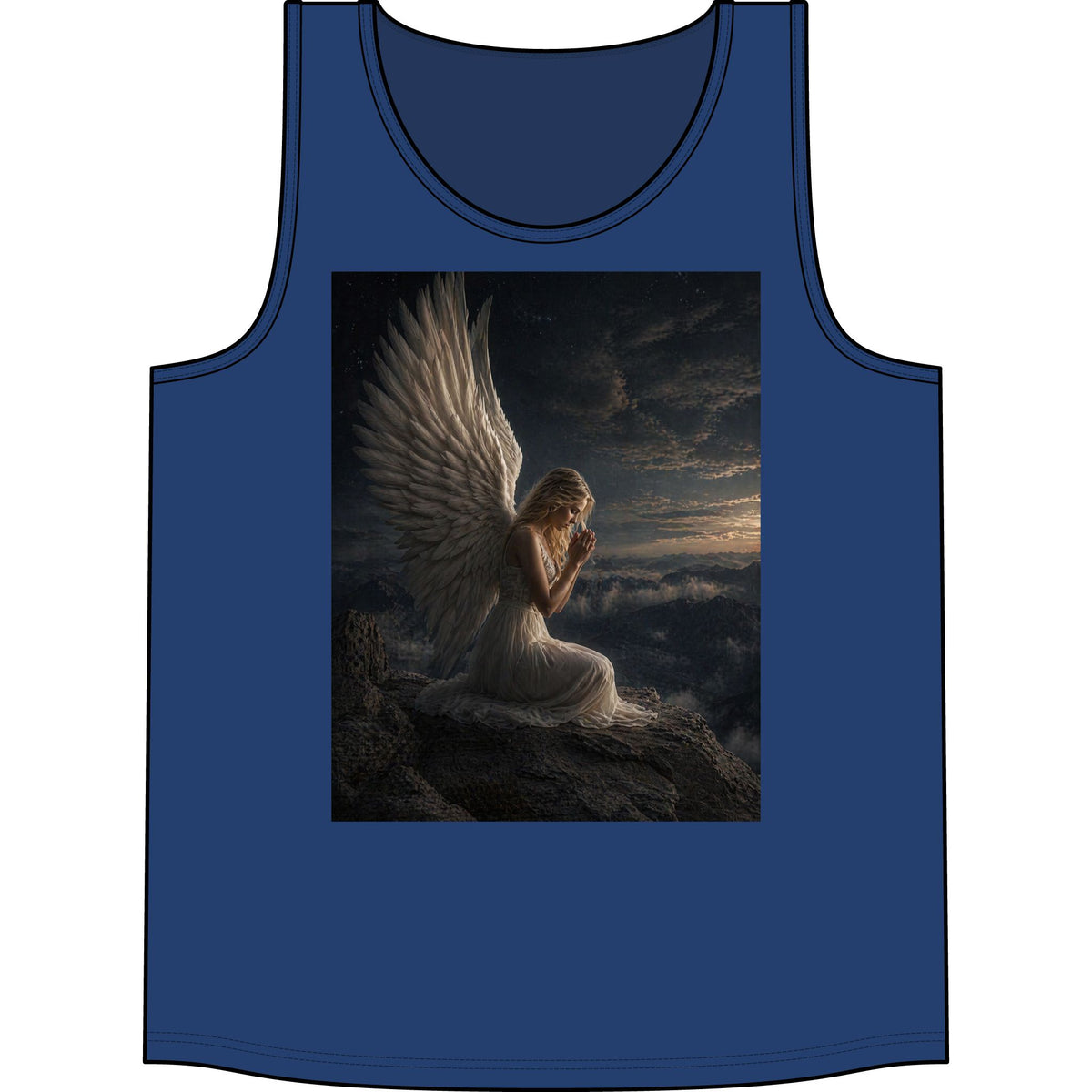 Angel Wings Tank Top — Serene Prayerful Angel Graphic Tank