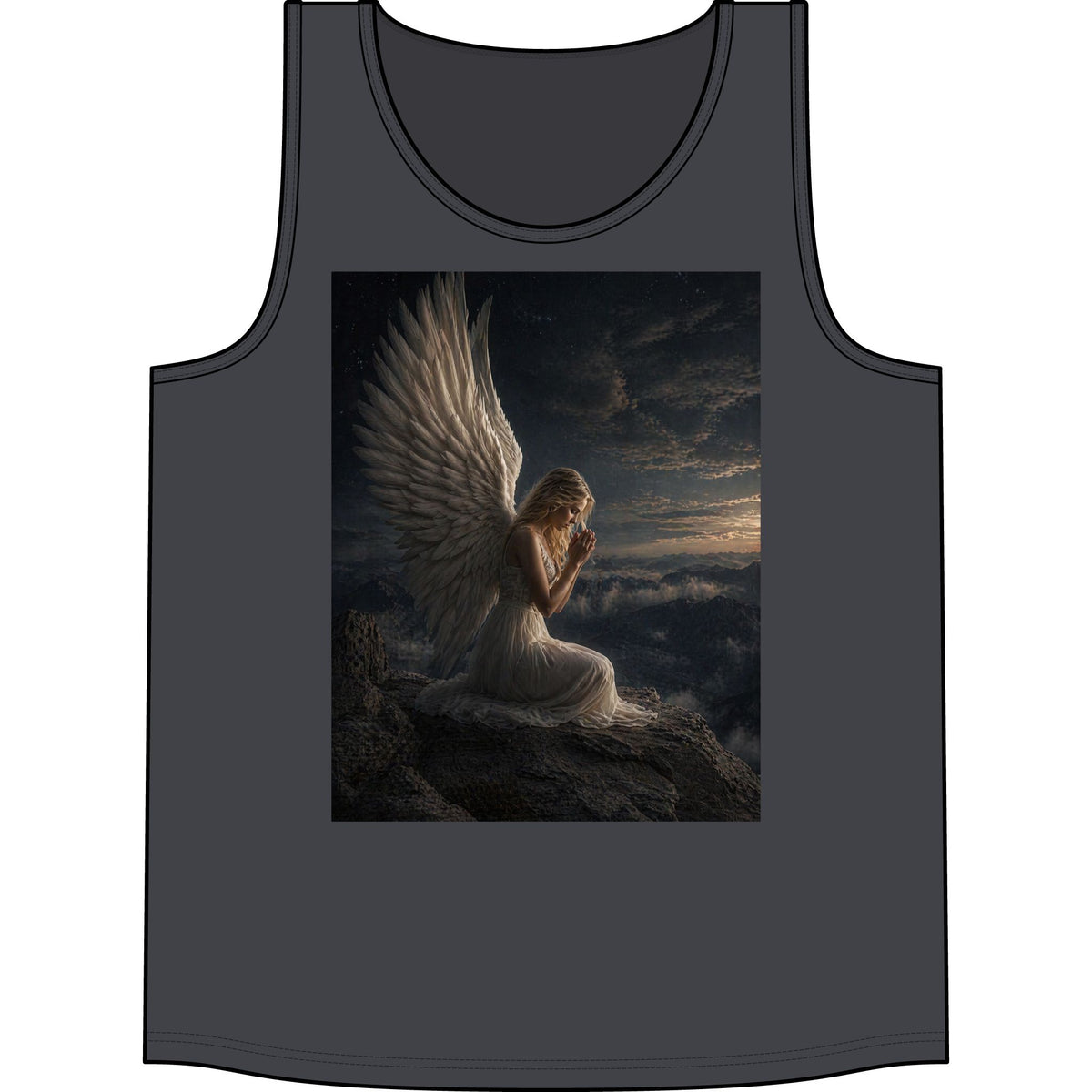 Angel Wings Tank Top — Serene Prayerful Angel Graphic Tank