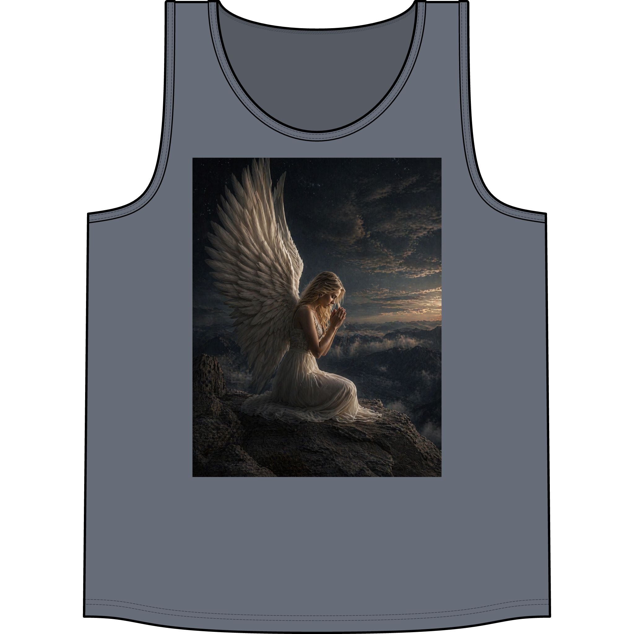 Angel Wings Tank Top — Serene Prayerful Angel Graphic Tank