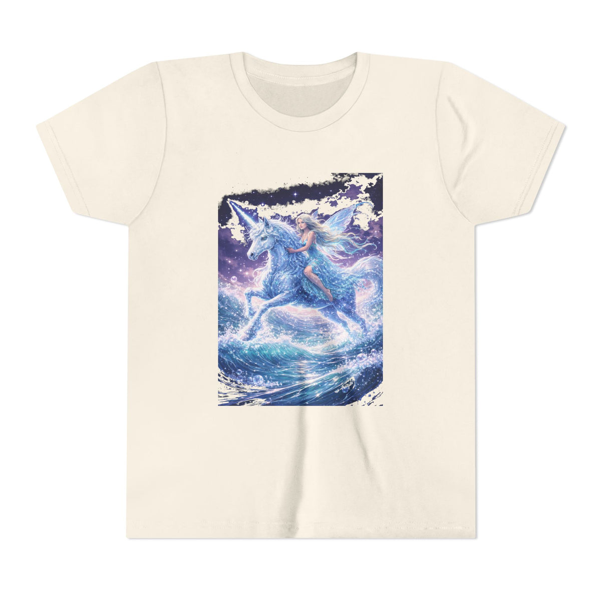 Youth Unicorn Tee — Magical Riding Mermaid on Ocean Wave