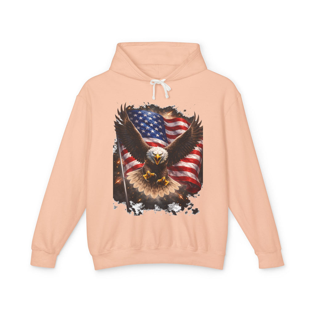 American Eagle Flag Hoodie — Patriotic Bald Eagle sweatshirt for 4th of July & Veterans