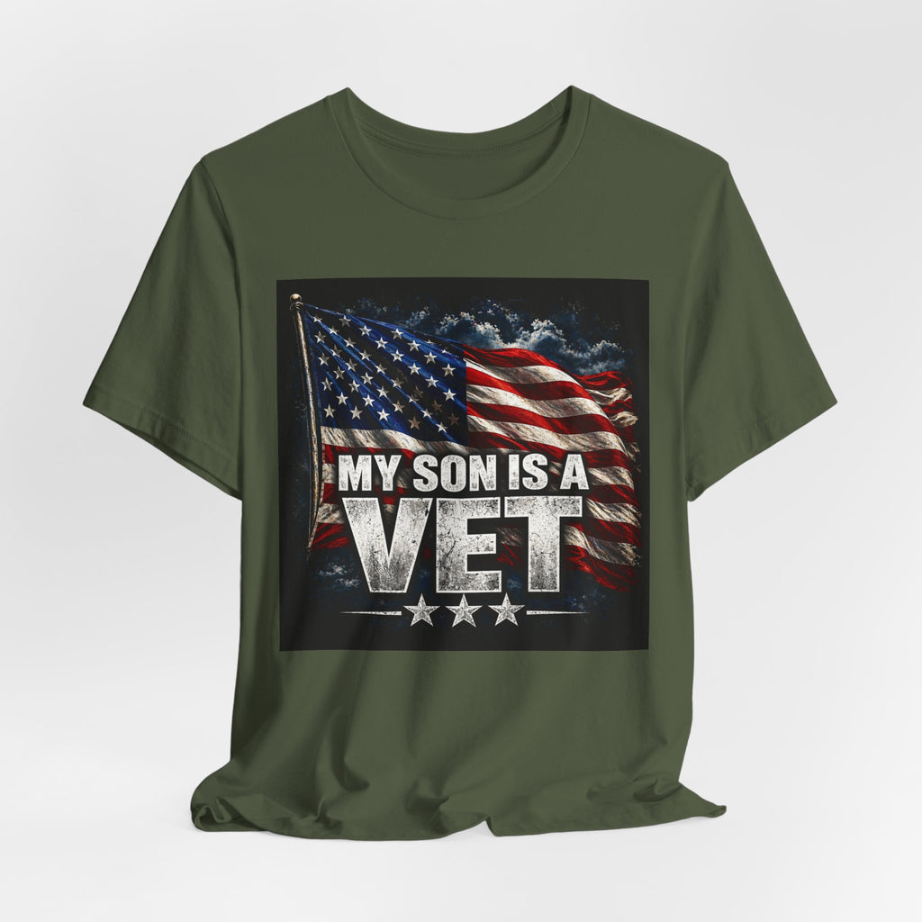 My Son Is A Vet T‑Shirt — Patriotic American Flag Tee for Proud Parents