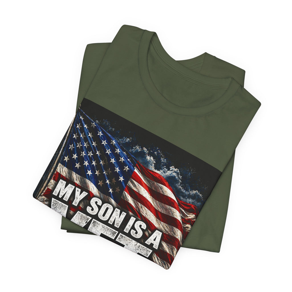 My Son Is A Vet T‑Shirt — Patriotic American Flag Tee for Proud Parents